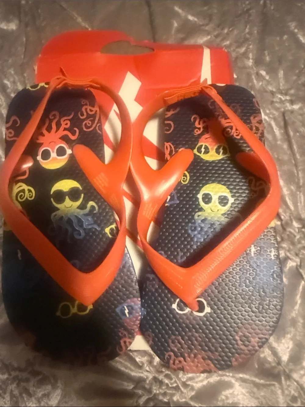 GAP Kids Orange Strap Flip Flops with Sunglasses Octopus Print